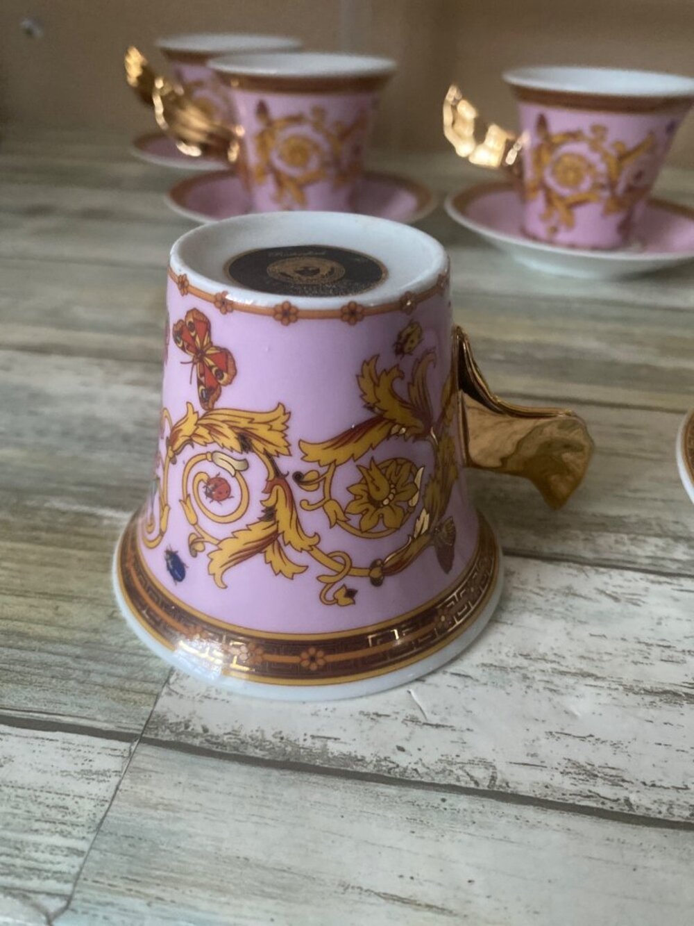 Aramco Imports Rutherford Le Jardin Italy 12Pc Espresso Cup Saucer Set w/Box Vtg - Picture 8 of 16